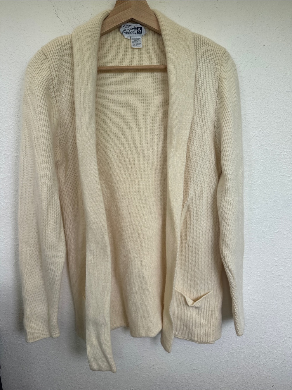 Adele Joyce Petites Vintage Lambswool Angora Blend Cream Colored Blazer Sweater
